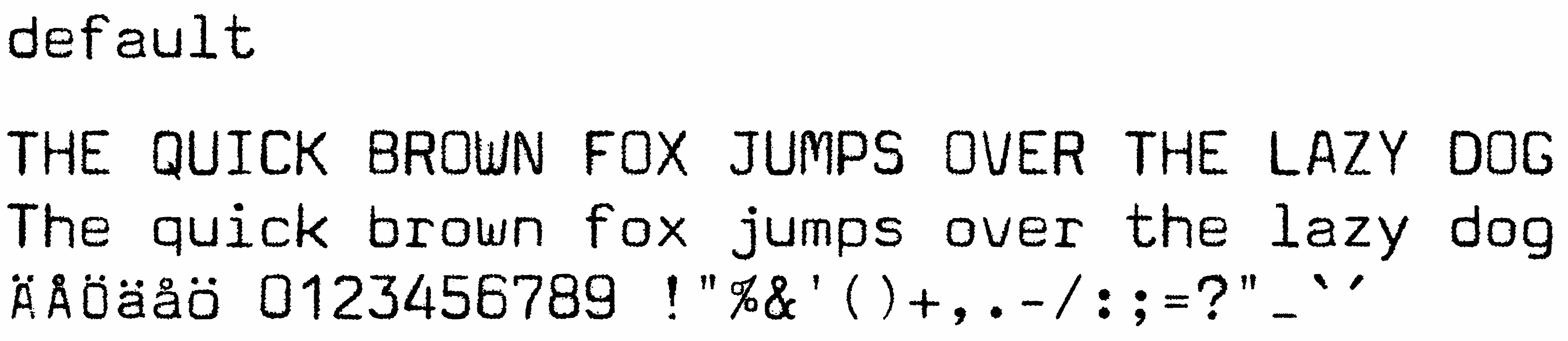default(regular) font showcase